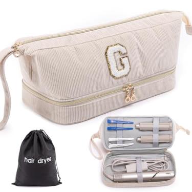 Imagem de Capa inicial personalizada para secador de cabelo, ferramentas de cabelo de camada dupla, estojo de transporte de viagem para Shark FlexStyle/SmoothStyle com bolsa para secador de cabelo – Estojo para