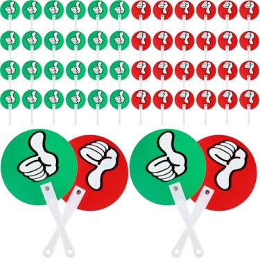 Imagem de 60 Pçs Polegares para cima Polegares para Baixo Remo Plástico Verdadeiro Falso Leilão a granel Verde Vermelho Sim ou Não Polegares Pás para Professor Aluno Interação Sala de Aula Suprimentos para