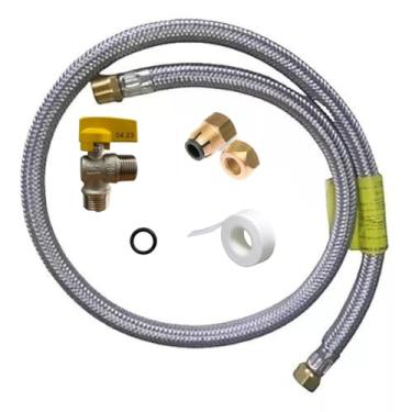 Imagem de Kit Instalação Gás Encanado Mangueira 120cm + registro + adaptado