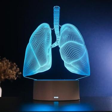 Imagem de PopLumos - Luminária led 3d, muda de cor, 7 cores - pulmão, pneumologista