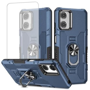 Imagem de Ueokeird Capa para Moto G24 4G, Motorola G04 4G XT2423-1 XT2421-2 Capa com protetor de tela de vidro temperado, anel de metal resistente, suporte magnético, capa de telefone para Motorola Moto G24 4G