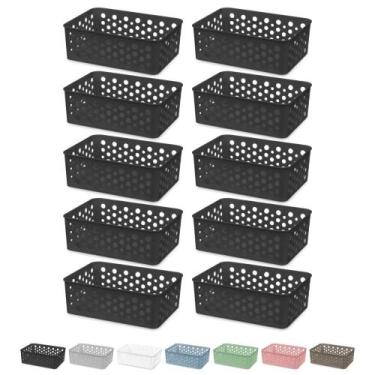 Imagem de Kit 10 Cesto Organizador Rattan Armário Gaveta Lavanderia P - Usual Ut