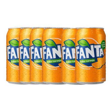 Imagem de Kit 6 Refrigerante Fanta Laranja Lata 350ml