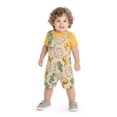 Imagem de Conjunto Macacão Infantil Masculino Macacão e Camiseta Elian, Bege, 2