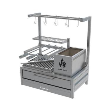 Imagem de Churrasqueira De Bancada Parrilla Inox Com espetos e Grelha Argentina 