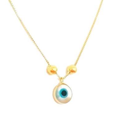 Imagem de Tornozeleira com Pingente de ouro 18k Olho Grego - Elegancy Joias