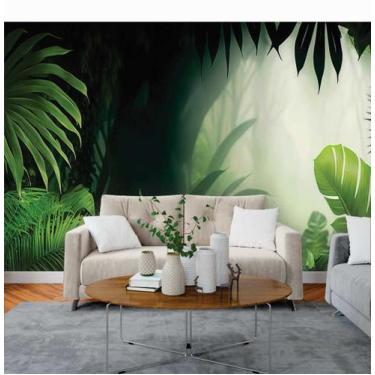 Imagem de Papel de Parede 3D Painel 3M Folhas Floresta Tropical Vivo Folhagem Au