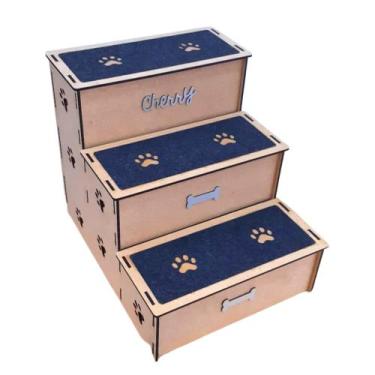 Imagem de Escada Pet Mdf 50cm 3 Degraus Com Carpete Personalizada 3mm - IMGROPPO