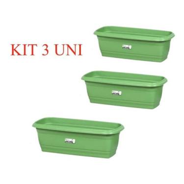 Imagem de KIT 3 Jardineira Plástica VERDE 35 CM Rischioto - PLASTICOS RISCHIOTO