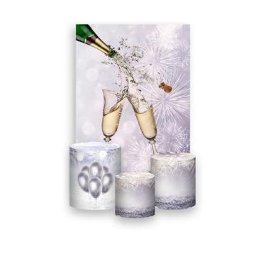 Imagem de Painel De Festa Vertical 1,50 x 2,20 + Trio De Capas Cilindro - Ano No