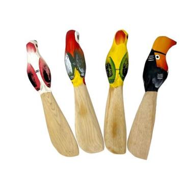 Imagem de Espatulas Manteiga Pate Geleia Requeijão Faca Artesanal Em Madeira Kit