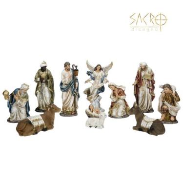 Imagem de Presépio Natal Completo 30cm Premium 11 Peças Resina - Sacro