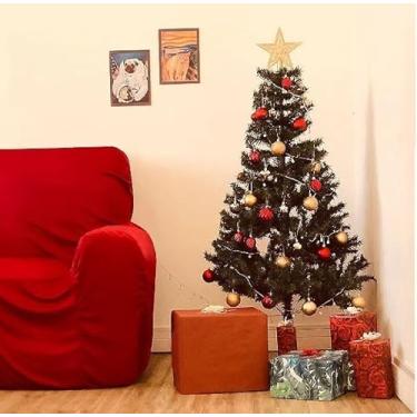Imagem de Árvore de Natal Luxo 1,50m - Tradicional Verde com Base de Ferro e 380 Galhos, Fácil Montagem