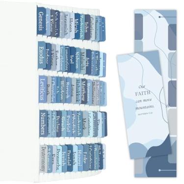Imagem de Tabs bíblicos azuis terrosos para homens/mulheres/crianças, guias laminadas de índice da Bíblia católica, suprimentos de diário de estudo da Bíblia, impressão grande para o Antigo e Novo Testamento,