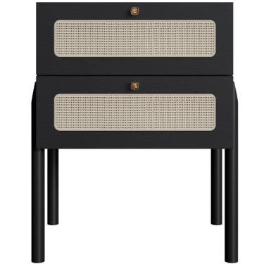 Imagem de Mesa De Cabeceira 02 Gavetas Com Telinha Pés Madeira Moss A03 Nero Preto