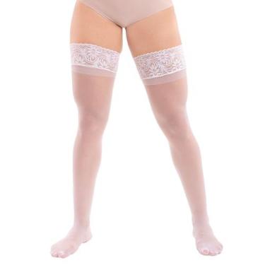 Imagem de Meia Calça 7/8 Com Renda No Cós Selene, Único, Branco