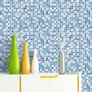 Imagem de Papel de Parede Ladrilhos azul - QCola, 0,60 x 2,50 metros