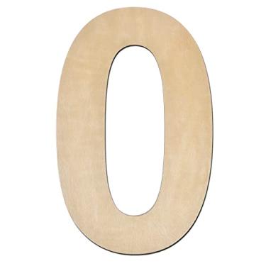 Imagem de Número de madeira de 30,5 cm 0, 1/4 polegada de espessura, grande número de madeira inacabada, para decoração de parede de casa, artesanato faça você mesmo