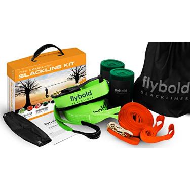 Imagem de Slackline Slackline Kit Slackline Linha mais longa de 17,4 m com linha de treinamento, protetores de árvore, capa de catraca para treinar e bolsa de transporte, corda apertada, linhas de folga para quintal para crianças, adultos