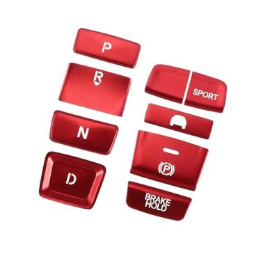 Imagem de Hihaha Painel de interruptor de mudança de marchas acabamento de tampa de botão de freio de mão eletrônico para Honda Accord 2018-2022 versão híbrida vermelho (conjunto de 9) material durável
