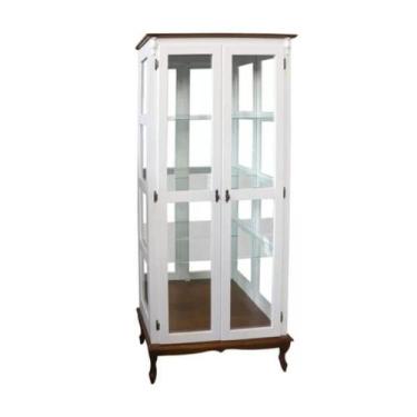 Imagem de Cristaleira 205x100cm 2 Portas + Prateleiras em Vidro, Espelho e Pés L