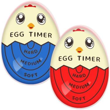 Imagem de Lasubst Temporizador de ovos que entra na água para ferver ovos, temporizador macio e duro, 1 vermelho, 1 azul