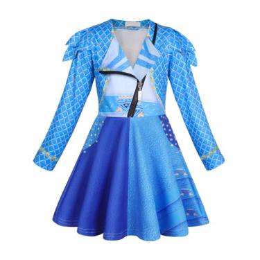 Imagem de Sukyfecde Descendants Chloe Costume Girls Rise Red Cosplay Clothes Princess Dresses Kids Halloween Costumes Outfit Size 6 Blue