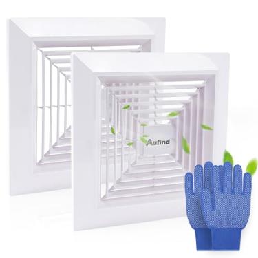 Imagem de Aufind 2 peças de capa de exaustor de banheiro de 23 cm x 23 cm com mola, exaustor quadrado de teto ou parede, ventilador de teto, difusor de ar, exaustor de ventilação desviador, capa de plástico