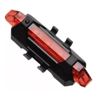 Imagem de Lanterna Traseira Bicicleta Sinalizador 5 Leds Recarregável USB Super 