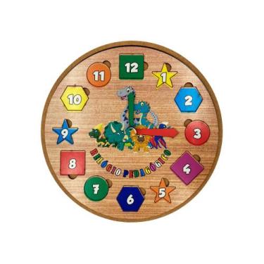 Imagem de Relógio Pedagógico Infantil Didático Educativo 21x21 Mdf Madeira Adesi