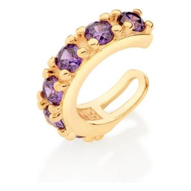 Imagem de Brinco Piercing De Pressão Cravejado Por 6 526982 - ROMMANEL, Lilás, u