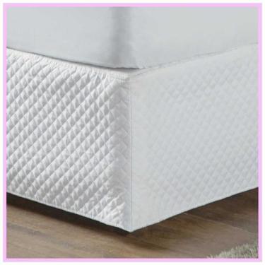 Imagem de Saia box Para Cama Solteiro Matelada 150 Fios Quadriculada Eví Decor -