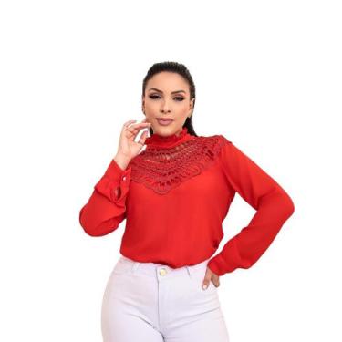 Imagem de Blusa Manga Longa Moda Boutique Renda Sofisticada SKU:BML02 - R.S MODA