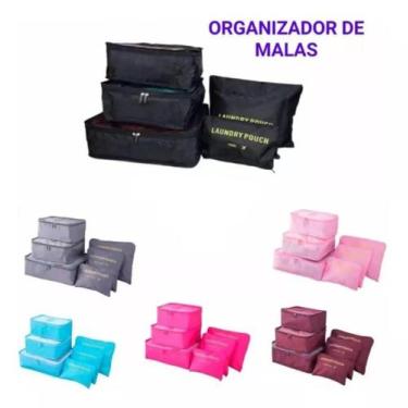 Imagem de Kit Organizador De Mala Bolsa Viagem 6 Pçs Necessaire - Travel, Bordô