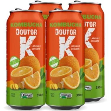 Imagem de Kit Com 04 - Kombucha Orgânica Sabor Laranja e Gengibre 350ml DRK - Ko