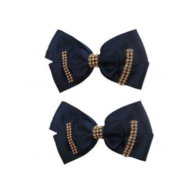 Imagem de Laço Para Cabelo Adulto Elegante De Luxo 2 UNIDADES - POP, Azul Marinh