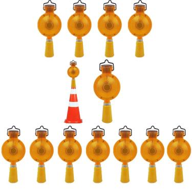 Imagem de Sinalizador Viario Solar Kit 12 Uni Cone Sinalizaçao Estrada Obra Rodovia