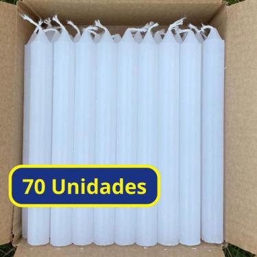 Imagem de Kit 70 Vela Palito Branca 17cm Atacado Parafina Pura - Velas Master