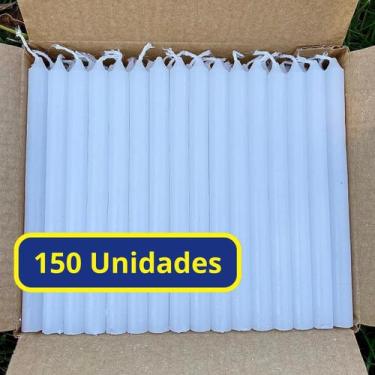 Imagem de Kit 150 Vela Palito Branca 16cm Atacado Parafina Pura - Velas Master