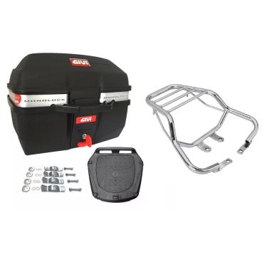 Imagem de KIT BAÚ MOTO 27 GIVI TRAFFIC E-27M + BAGAGEIRO  Fan Titan Cg Start 150 2014 A 2024 PROJETIL