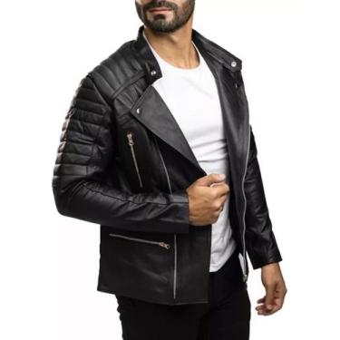 Imagem de Jaqueta De Couro 100% Legitimo Masculina Básica Moto Classic Biker - G