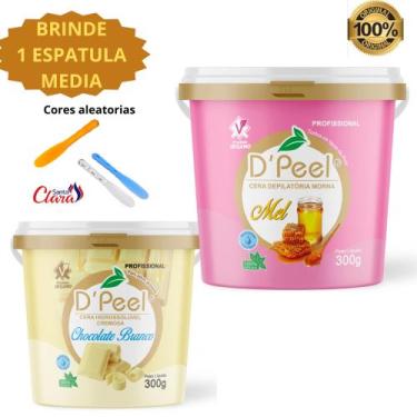 Imagem de Kit 2 Cera Depilação Profissional Dpeel Pote 300 Gramas + 1 Espátula A