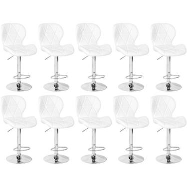 Imagem de Kit 10 Banquetas Slim Estofada Giratória com Regulagem de Altura - Bra