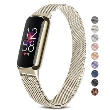 Imagem de Pulseira de metal para Fitbit Luxe feminina e masculina, pulseiras de substituição de aço inoxidável ajustáveis para Fitbit Luxe/Luxe edição especial rastreador fitness (ouro champanhe)