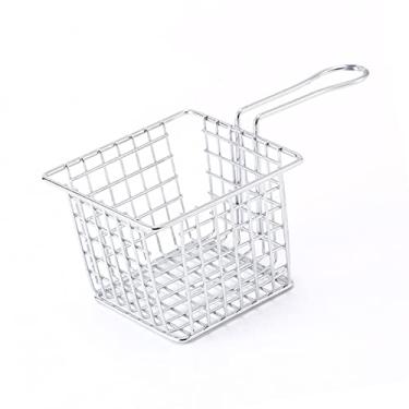Imagem de Cesta de Fritadeira de Aço Inoxidável, Cesta de Fritar Comercial, Peneira de Cozinha Comercial, Peneira de Alimentos Resistentes Com Alça para Restaurante ou Uso Doméstico (Cor