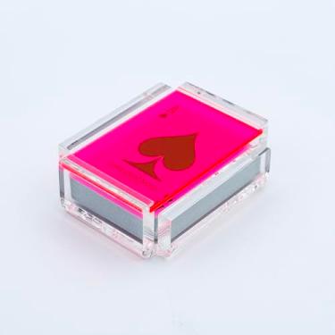 Imagem de Luxe Dominoes Acrylic Playing Card Deck Set, Handmade Design, Multiple Colors (Neon Pink)