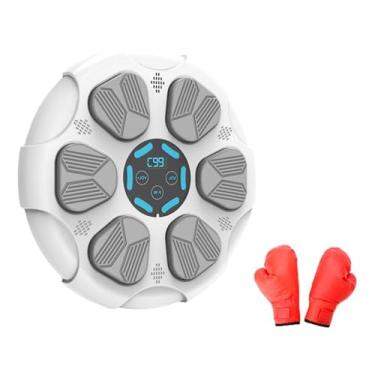 Imagem de Deevoka Máquina de boxe de música eletrônica Almofada de boxe Crianças Adultos Alvo de reação iluminado Alvo de boxe de música para Sanda Karate Uso doméstico, Luvas Brancas para Criança