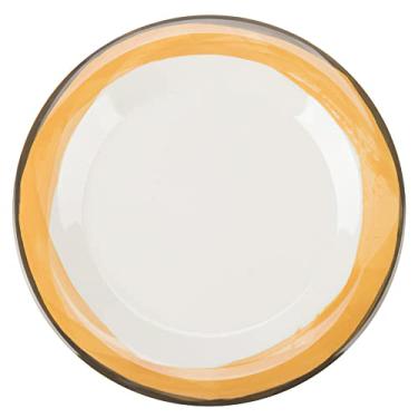 Imagem de G.E.T. Prato de salada de melamina de borda larga resistente marfim/amarelo de 19 cm (conjunto de 4)