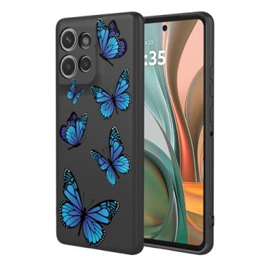 Imagem de HTXWXJC Capa de celular para Moto G75 5G, capa para Motorola G75, à prova de choque, flexível, amortecedor, capa macia de TPU com estampa de borboleta para Motorola Moto G75, borboleta preta