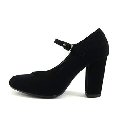 Imagem de City Classified Comfort Nola Calcanhar feminino com bico fechado e tira no tornozelo, Black Nubuck, 8.5